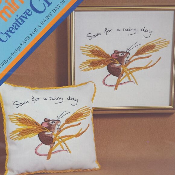 Field Mouse Pillow Kit Columbia Minerva Creative Crewel Grannycore Erica Wilson‎ - Picture 3 of 5